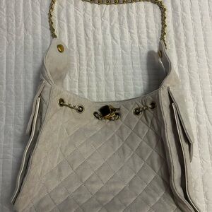 Grey Suede Quilted Shoulder Bag “25”